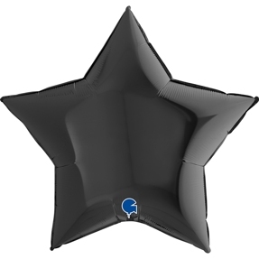Фольгированный шар (9''/23 см) Мини-звезда, Черный, 1 шт.